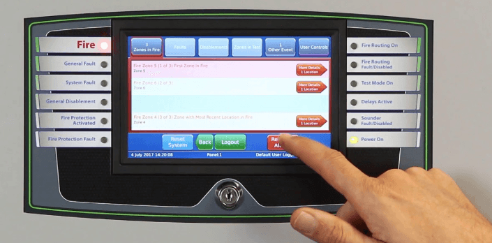 Tactic fire panel touchscreen interface